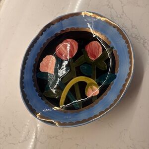 Francesca Kaye anthropologie Floral Bowl dessert plate gold